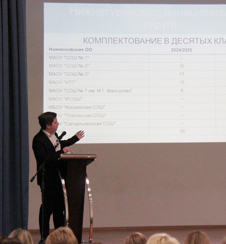 На педконференции с докладом выступил исполняющий обязанности начальника Управления образования администрации НТМО Никита Чащин